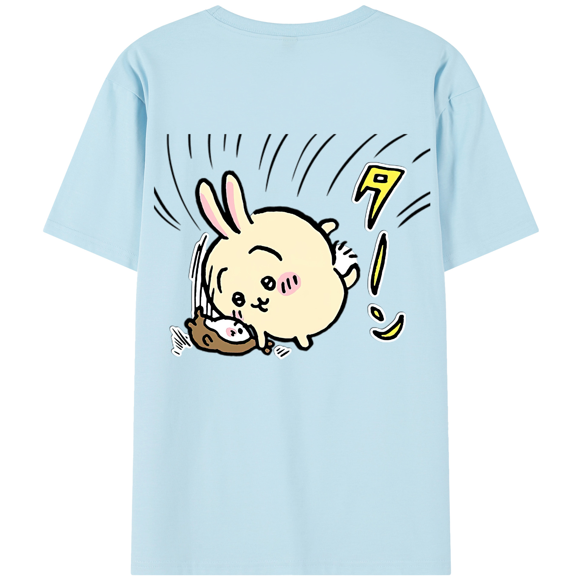 （画像用） ちいかわ うさぎ Chii-kawa usagi 綿100％半袖Tシャツ（背面プリント）